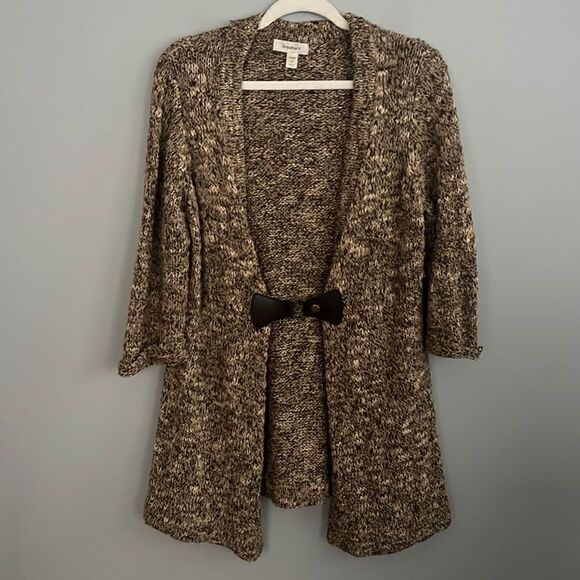 Dress Barn Women’s 1X beautiful thick knit slouchy neutral tan cardigan sweater - Picture 2 of 15